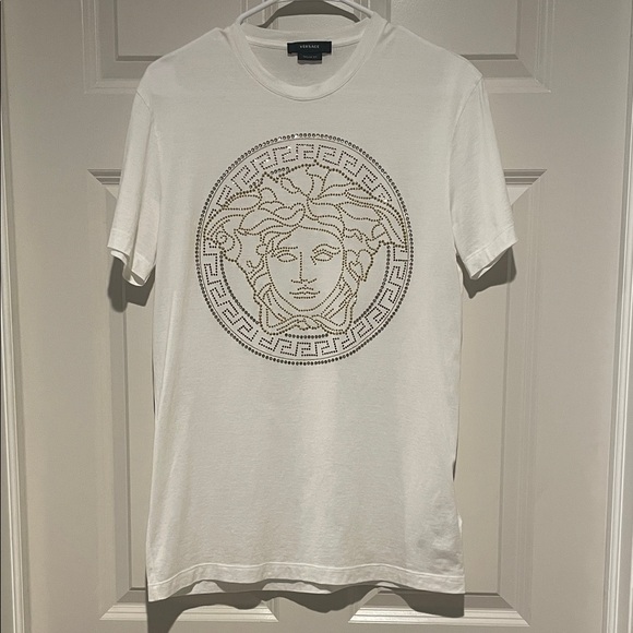 Versace White Tee with Gold Medusa Design - Picture 1 of 3